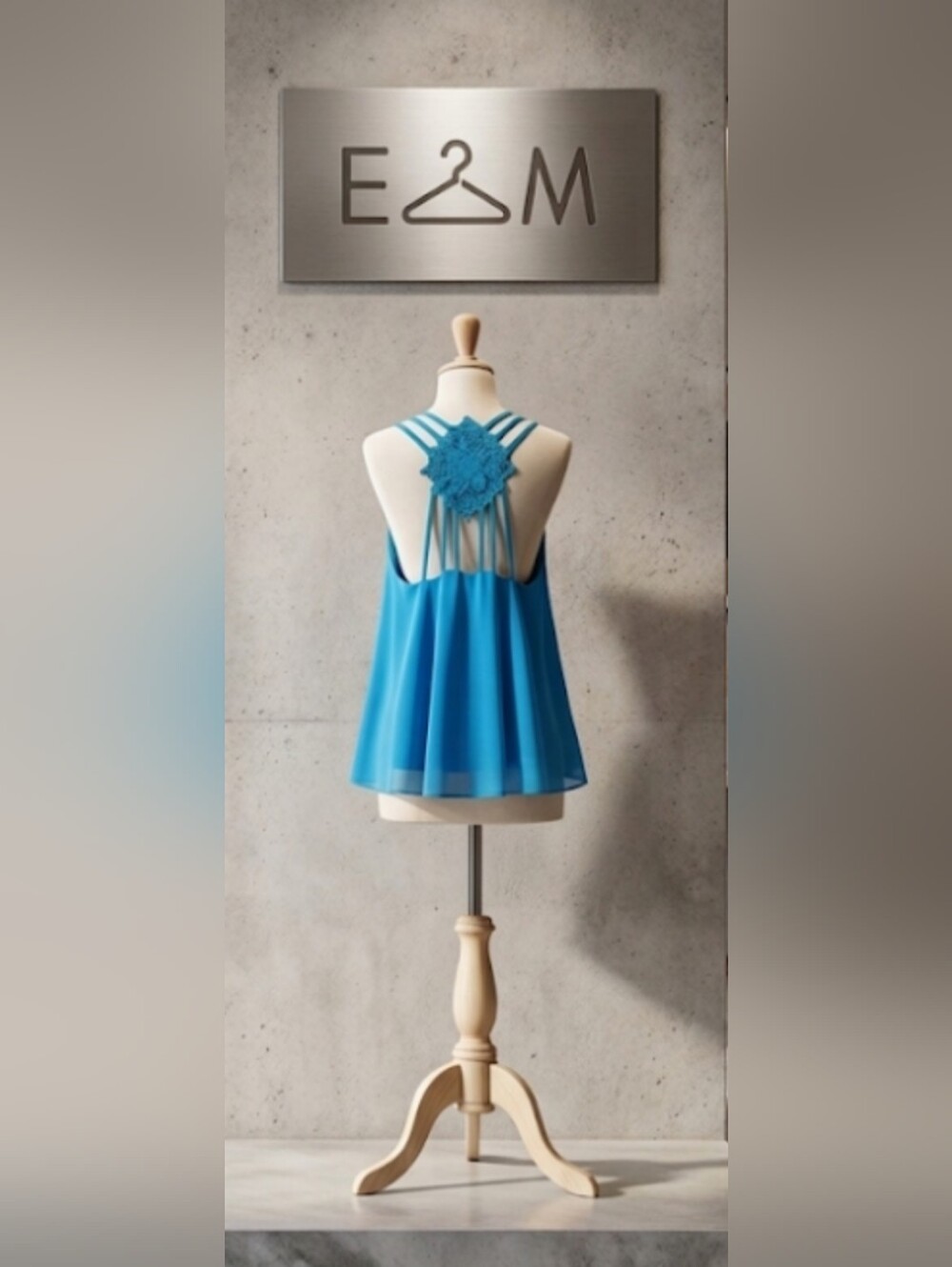 Vibrantly Hued Blue Tank Top with Elaborate Lace Back Panel